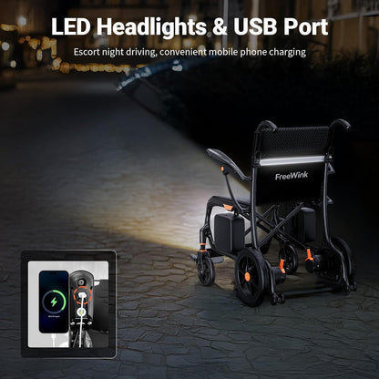 28 lbs Carbon Fiber Ultralight Foldable Electric Wheelchair – Dual Battery, 28-Mile Range, All-Terrain, Airline Approved