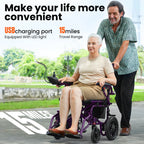 Electric Wheelchair for Adults, 360W Dual Motor with 15-Mile Range
