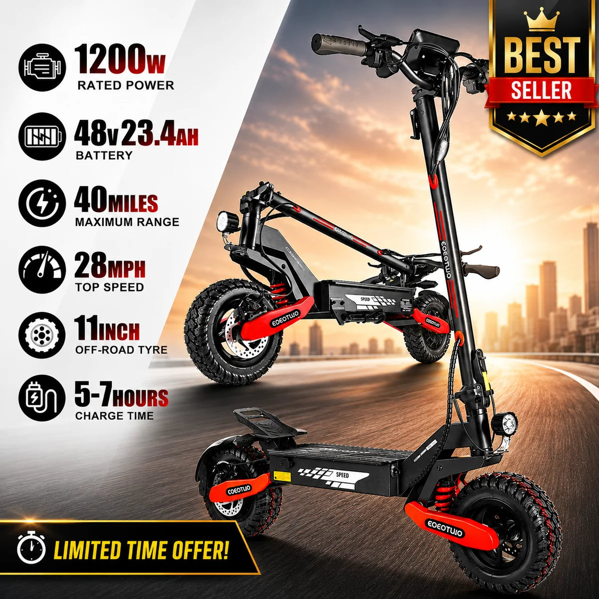 1200W Long Range Adult Electric Scooter